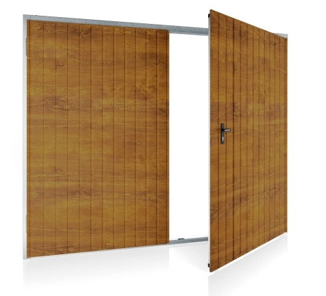 Dvojkrídlová garážová brána, drevodekór