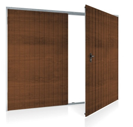 Dvojkrídlová garážová brána, drevodekór 1